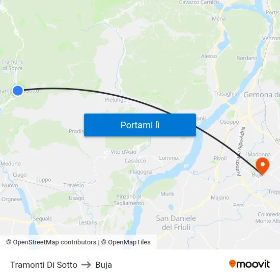 Tramonti Di Sotto to Buja map