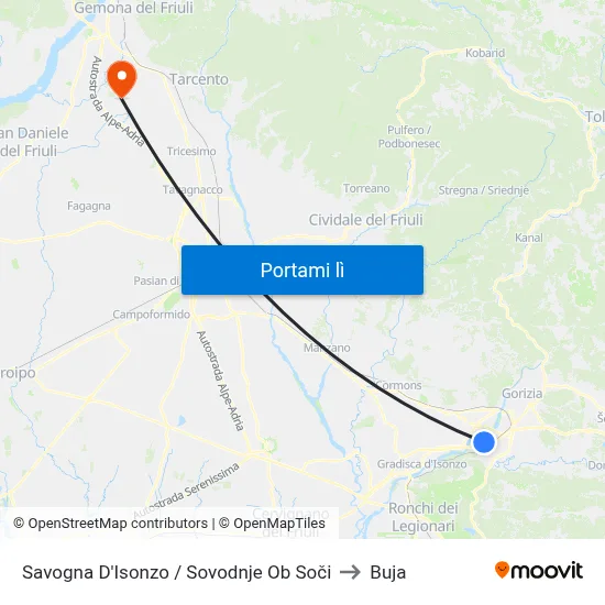 Savogna D'Isonzo / Sovodnje Ob Soči to Buja map