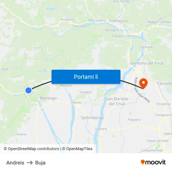 Andreis to Buja map