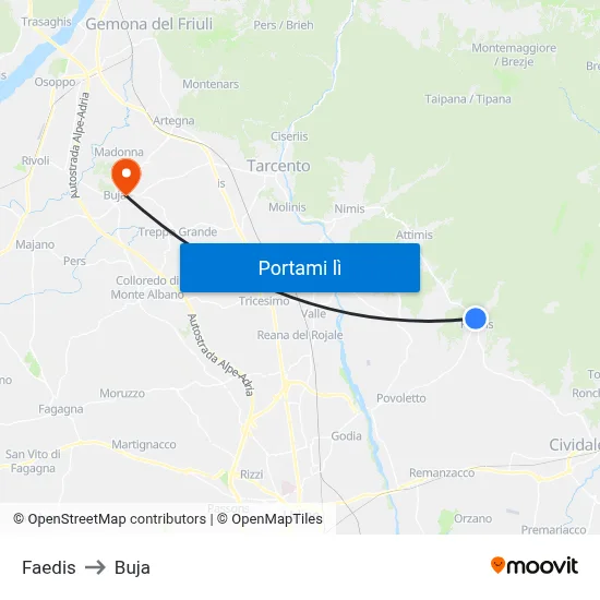 Faedis to Buja map