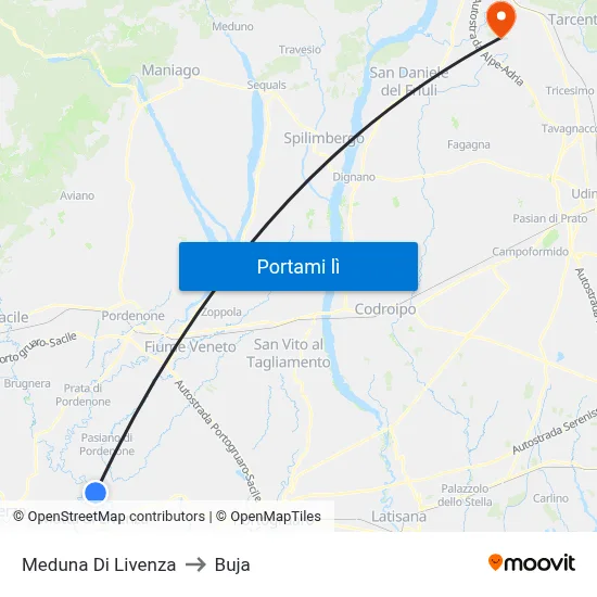 Meduna Di Livenza to Buja map