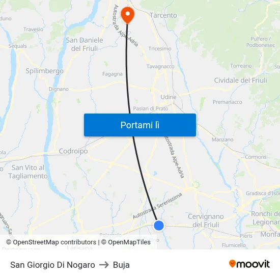 San Giorgio Di Nogaro to Buja map