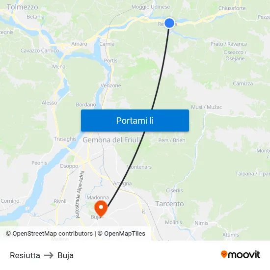 Resiutta to Buja map