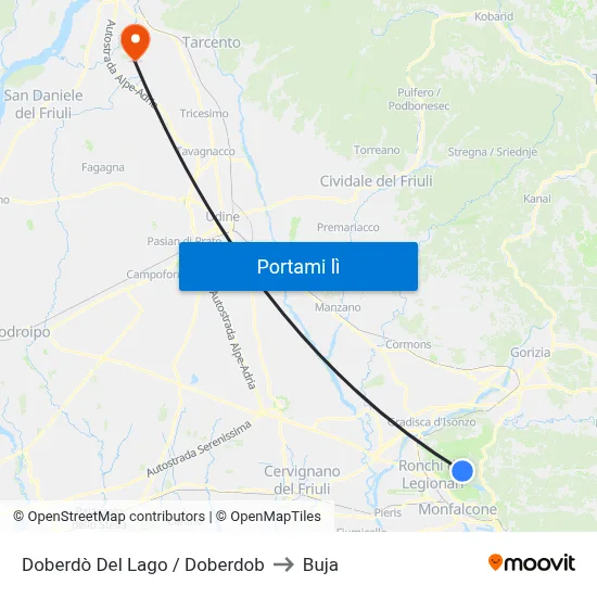 Doberdò Del Lago / Doberdob to Buja map