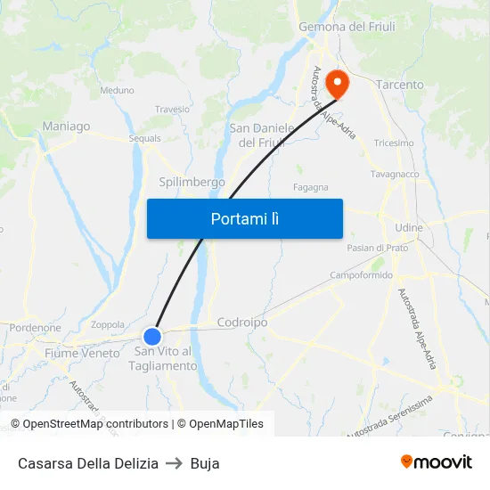 Casarsa Della Delizia to Buja map