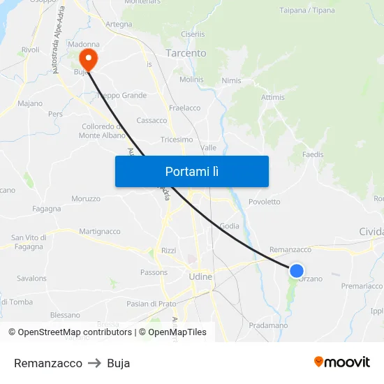 Remanzacco to Buja map
