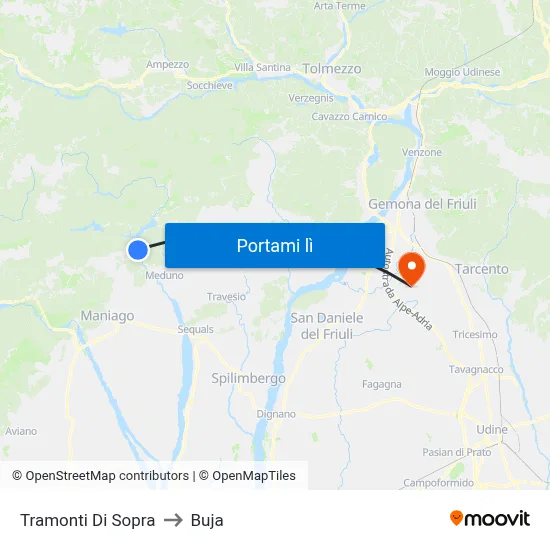 Tramonti Di Sopra to Buja map