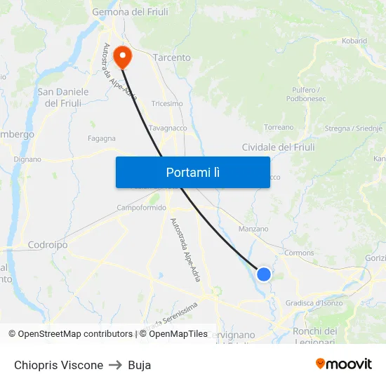 Chiopris Viscone to Buja map
