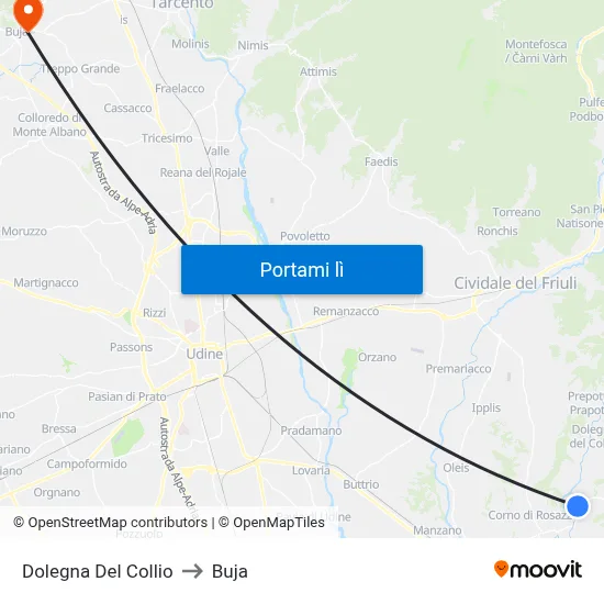 Dolegna Del Collio to Buja map