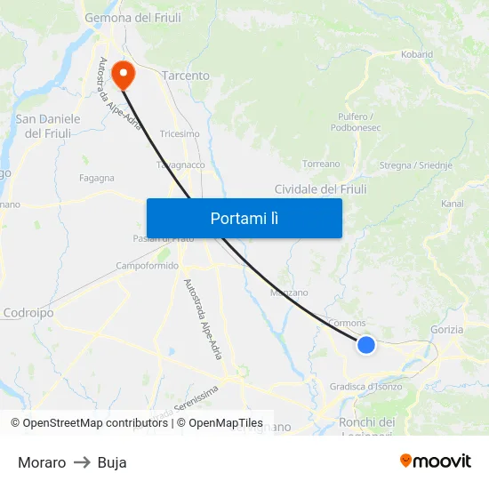 Moraro to Buja map