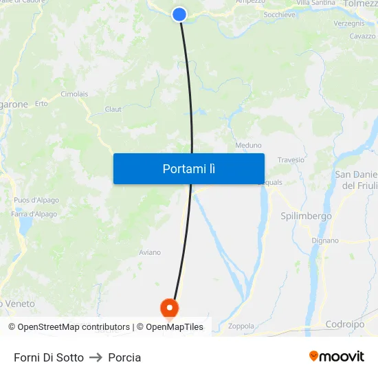 Forni Di Sotto to Porcia map