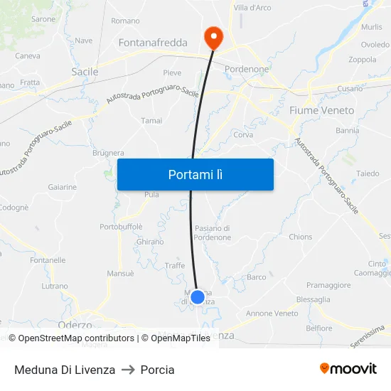 Meduna Di Livenza to Porcia map