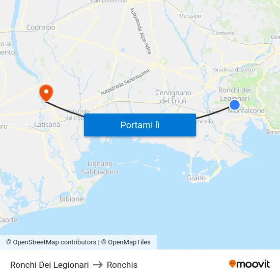 Ronchi Dei Legionari to Ronchis map