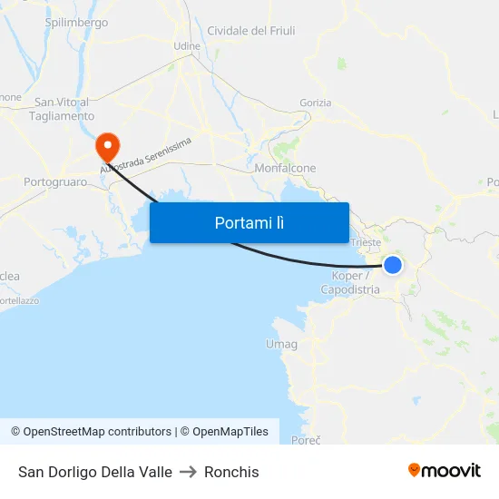 San Dorligo Della Valle to Ronchis map