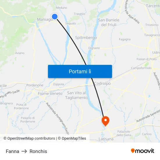 Fanna to Ronchis map