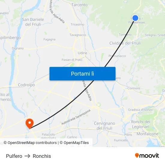 Pulfero to Ronchis map
