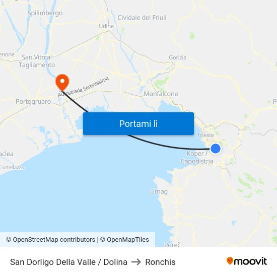 San Dorligo Della Valle / Dolina to Ronchis map
