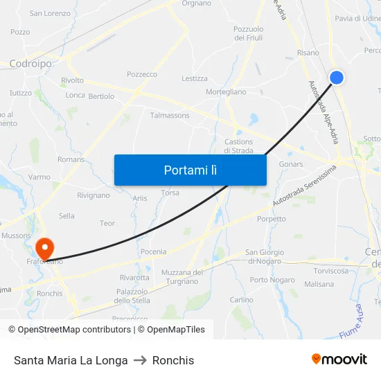 Santa Maria La Longa to Ronchis map