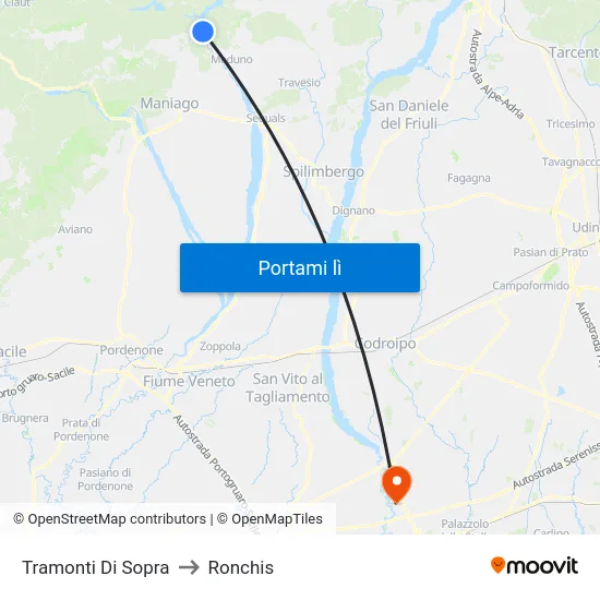Tramonti Di Sopra to Ronchis map