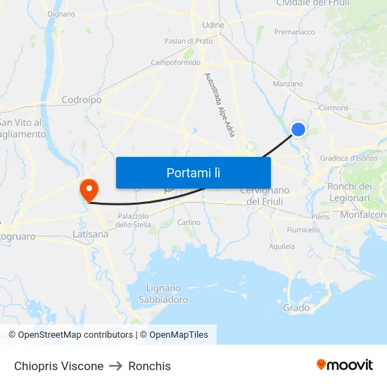 Chiopris Viscone to Ronchis map