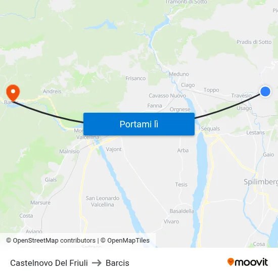 Castelnovo Del Friuli to Barcis map