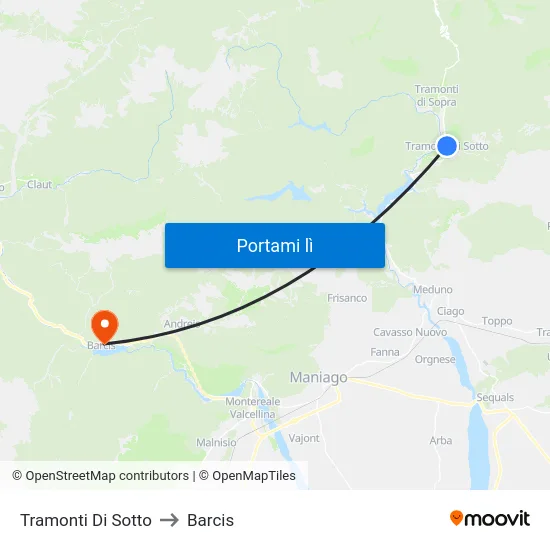 Tramonti Di Sotto to Barcis map