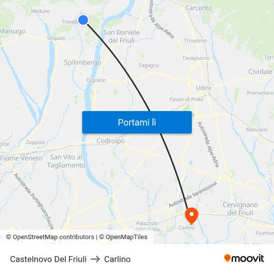 Castelnovo Del Friuli to Carlino map