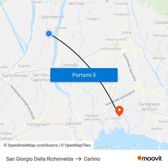 San Giorgio Della Richinvelda to Carlino map