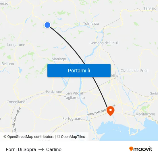 Forni Di Sopra to Carlino map