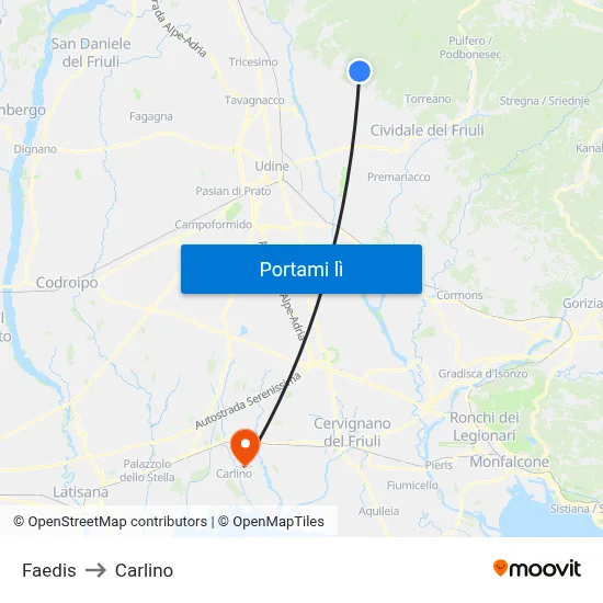 Faedis to Carlino map