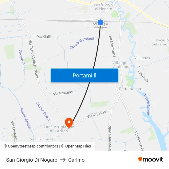 San Giorgio Di Nogaro to Carlino map
