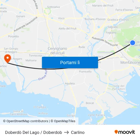 Doberdò Del Lago / Doberdob to Carlino map