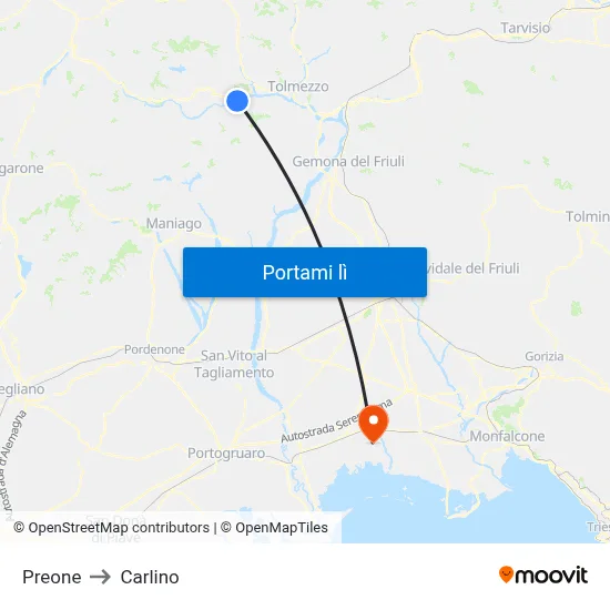 Preone to Carlino map