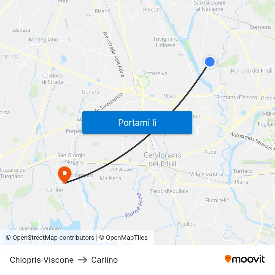 Chiopris-Viscone to Carlino map