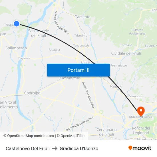Castelnovo Del Friuli to Gradisca D'Isonzo map