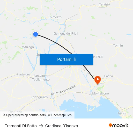 Tramonti Di Sotto to Gradisca D'Isonzo map