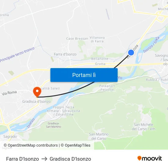 Farra D'Isonzo to Gradisca D'Isonzo map