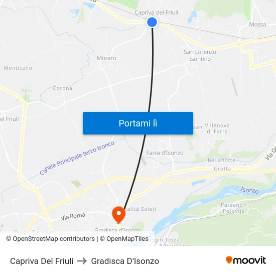 Capriva Del Friuli to Gradisca D'Isonzo map