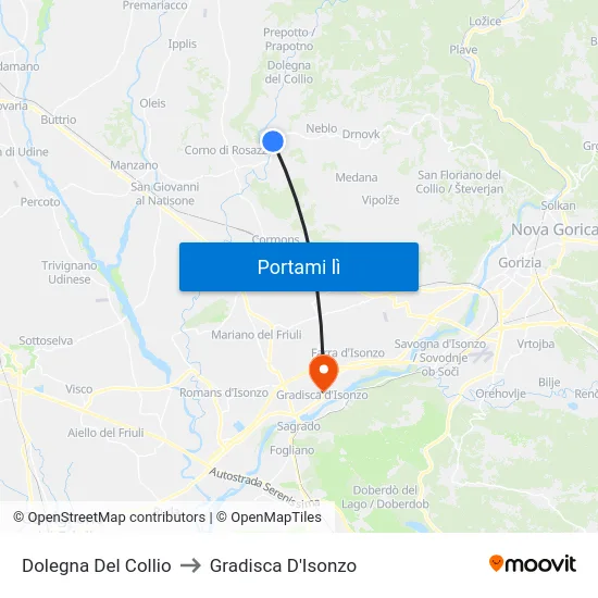 Dolegna Del Collio to Gradisca D'Isonzo map