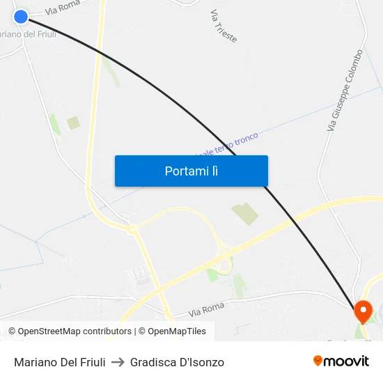Mariano Del Friuli to Gradisca D'Isonzo map