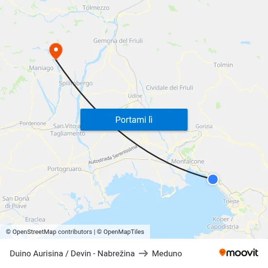 Duino Aurisina / Devin - Nabrežina to Meduno map