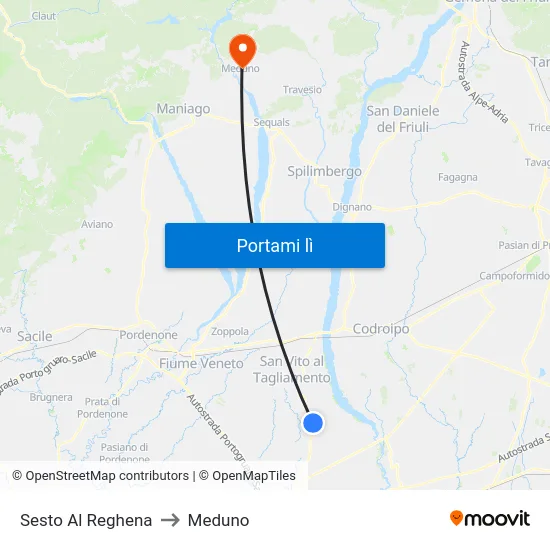 Sesto Al Reghena to Meduno map