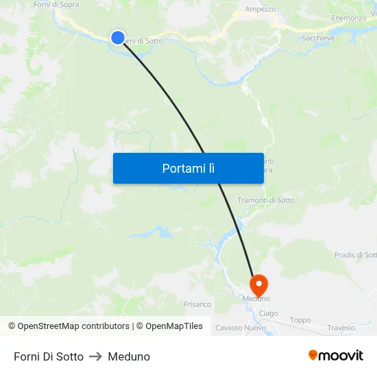 Forni Di Sotto to Meduno map