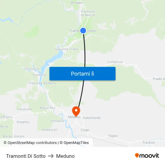 Tramonti Di Sotto to Meduno map