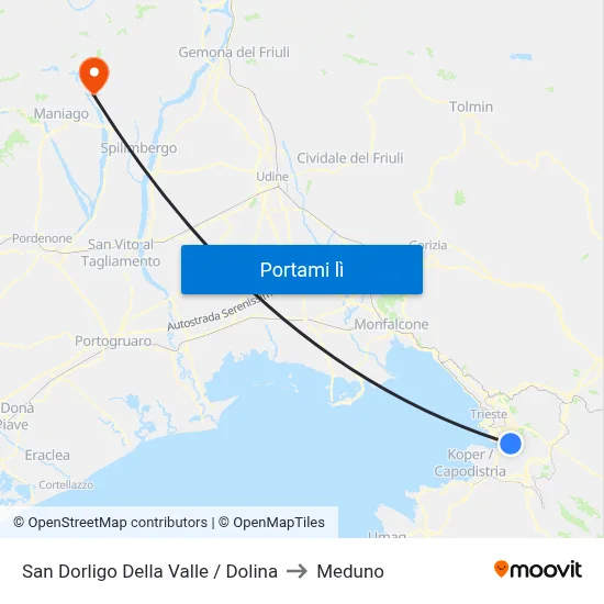 San Dorligo Della Valle / Dolina to Meduno map