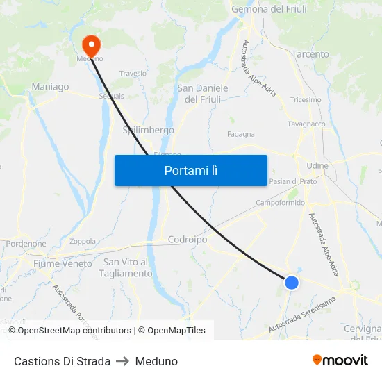 Castions Di Strada to Meduno map