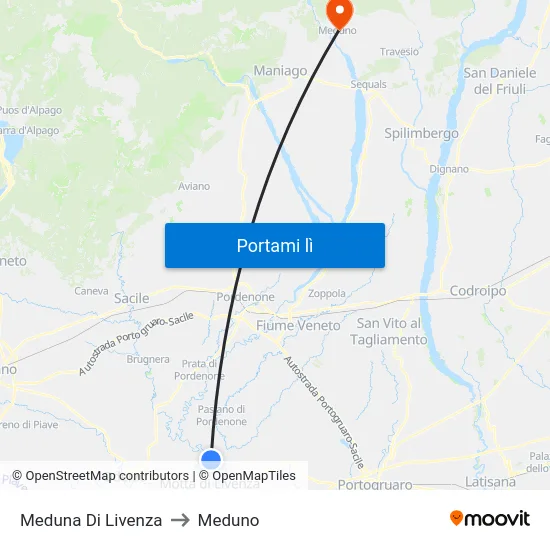 Meduna Di Livenza to Meduno map