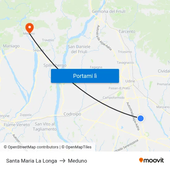Santa Maria La Longa to Meduno map