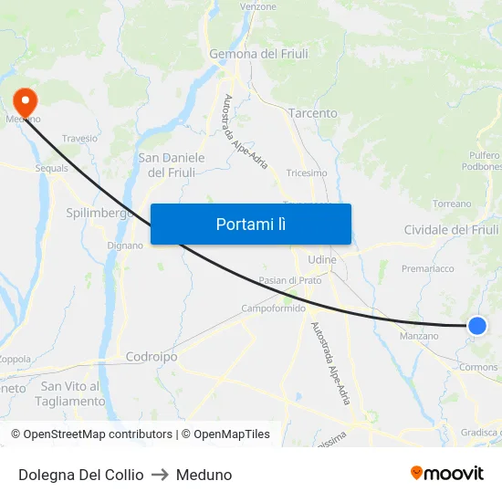 Dolegna Del Collio to Meduno map
