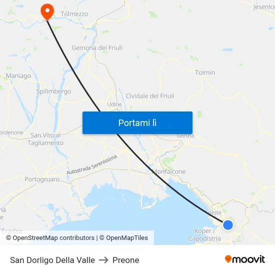 San Dorligo Della Valle to Preone map